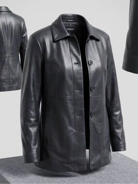Vintage Y2K 2000’s Express Black Leather Button- Women’s Front Jacket size 3/4